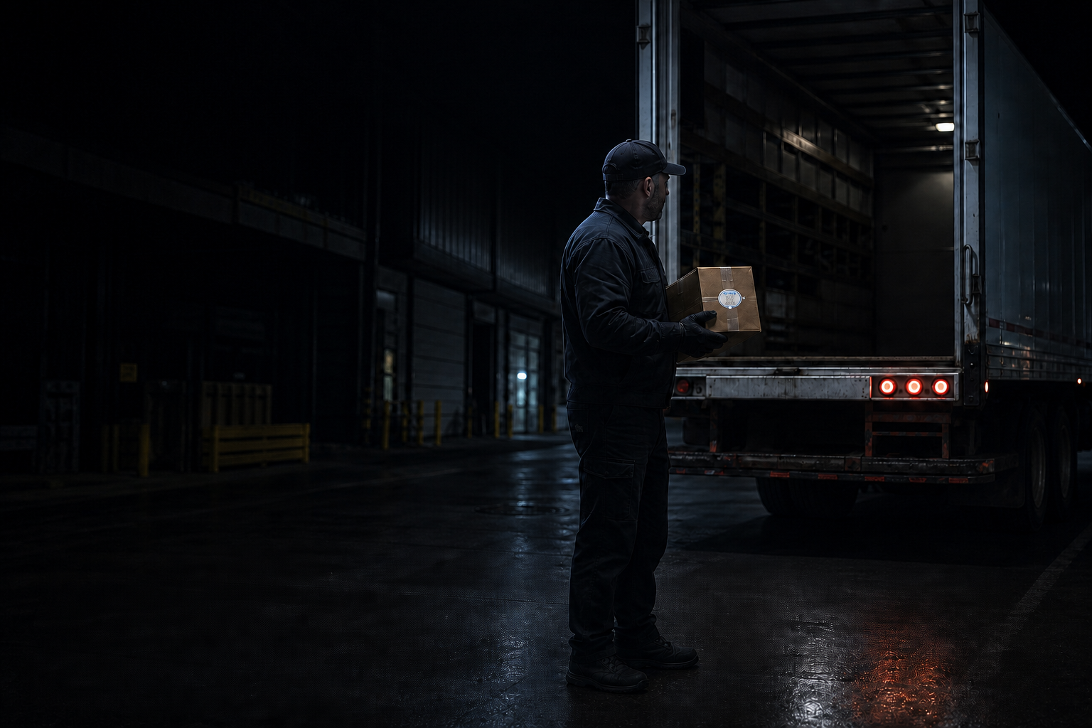 Driver holding a sealed shipment at an Iridia protected pickup